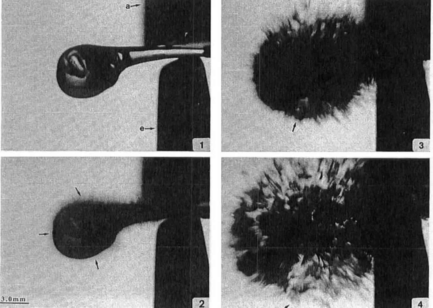 Egy bolognai csepp felrobbanásáról készített felvételek 1994-ből