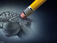egy emberi fej rajzán az agyat egy ceruza radírjával törlik ki utalva ezzel az Alzheimer-kórra