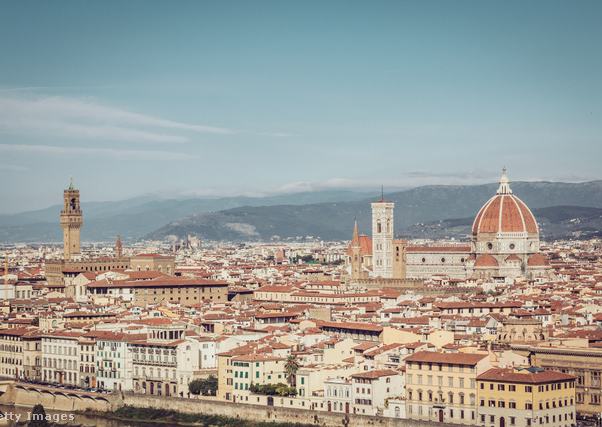 Firenze látképe egy légifotón.