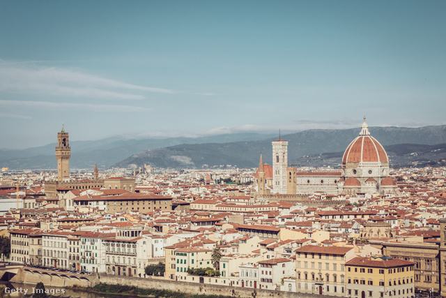 Firenze látképe egy légifotón.