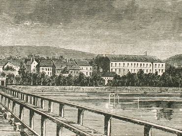 Balatonfüredi panoráma 1880-ban, egykorú metszet