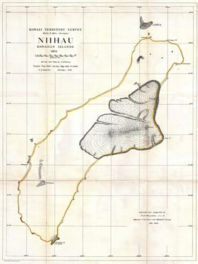 Hawaii egyik szigetének, Niihaunak a földhivatali térképe 1904-ben.