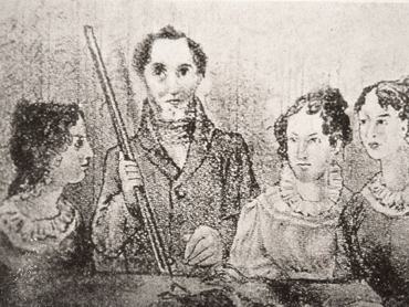 A Brontë testvérek: Charlotte Brontë, Branwell Brontë, Emily Brontë és Anne Brontë – Branwell Brontë által készített 19. századi metszet. (Fotó: API/Gamma-Rapho via Getty Images)