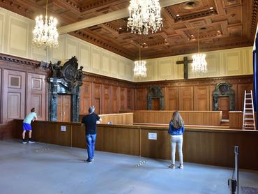 Memorium of the Nuremberg trials, the first criminal trials before an international military court took place here in jury court room 600
