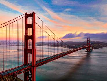 Napsütéses reggel a Golden Gate hídnál