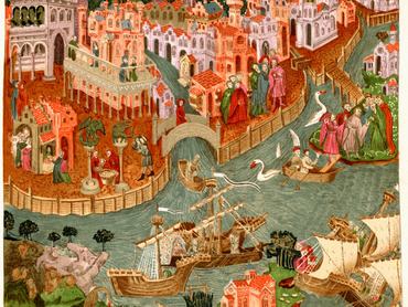 Venice, Italy, 1338. After A Manuscript In The Bodleian Library. From The Book Short History Of The English People By J.R. Green, Published London 1893 (Photo by: Universal History Archive/Universal Images Group via Getty Images)