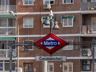 Exterior of the Carabanchel Metro station in the city of Madrid in Spain