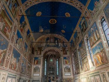 PADUA, ITALY - AUGUST 21: The Scrovegni Chapel frescos were completed by Giotto around 1305 in Padua. Padua is a city in northern Italy in the Veneto region, on August 21, 2024 in Italy. (Photo by Steve Christo - Corbis/Corbis via Getty Images)