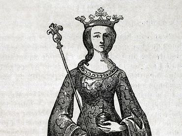 Navarrai Mária, 1852. Navarrai Mária (1329 körül–1347) navarrai infánsnő és Aragónia királynéja volt 1338-tól haláláig. Ő volt IV. Péter aragóniai király első felesége a király négy házassága közül. A kép Tomás Carlos Capuz alkotása, amely Mariana atya Historia General de España című művében jelent meg (Madrid, 1852). (Fotó: LTL/Heritage Images via Getty Images)