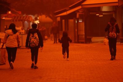 CRETE, GREECE - APRIL 1: Crete is cloaked by Saharan dust storm in Greece on April 1, 2026. (Photo by Stefanos Rapanis/Anadolu via Getty Images)