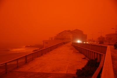 CRETE, GREECE - APRIL 1: Crete is cloaked by Saharan dust storm in Greece on April 1, 2026. (Photo by Stefanos Rapanis/Anadolu via Getty Images)