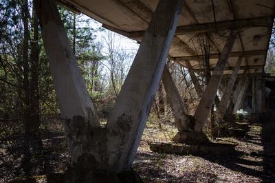 The Pripyat river transport stop is in Prypiat, a city abandoned after the Chornobyl accident, Kyiv region, Ukraine, on April 14, 2026. April 26, 2026, marks the 40th anniversary of the explosion of the fourth reactor at the Chornobyl Nuclear Power Plant, which occurred on April 26, 1986. The accident remains one of the most significant events in the history of nuclear energy. (Photo by Kyrylo Chubotin/Ukrinform/NurPhoto via Getty Images)