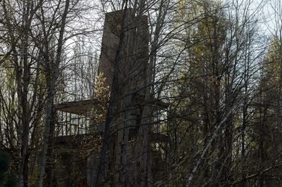 The Prypiat river transport stop is visible behind trees in Prypiat, a city abandoned due to the Chornobyl disaster, in the Kyiv region, Ukraine, on April 14, 2026. April 26, 2026, marks the 40th anniversary of the explosion of the fourth reactor at the Chornobyl Nuclear Power Plant, which occurred on April 26, 1986. The accident is considered one of the most significant incidents in the history of nuclear energy. (Photo by Kyrylo Chubotin/Ukrinform/NurPhoto via Getty Images)