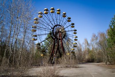 The Ferris wheel is situated in the amusement park in Pripyat, a city abandoned after the Chornobyl accident, Kyiv region, Ukraine, on April 14, 2026. April 26, 2026, marks the 40th anniversary of the explosion of the fourth reactor at the Chornobyl Nuclear Power Plant, which occurred on April 26, 1986. The accident remains one of the most significant incidents in the history of nuclear energy. (Photo by Kyrylo Chubotin/Ukrinform/NurPhoto via Getty Images)