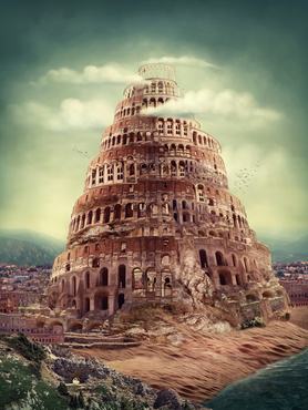 Tower of Babel as religion concept