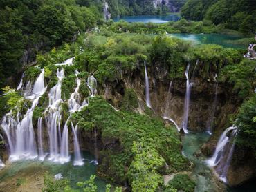 Main Waterfalls in Spring at Plitvice Jezera Croatia