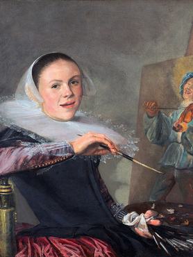 Self-Portrait by Judith Leyster (Dutch, 1609 - 1660); oil on canvas, circa 1630 from the National Gallery, Washington DC. (Photo by GraphicaArtis/Getty Images)