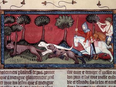Fox hunting. Miniature from the manuscript fr. 1297 "Book of King Modus and Queen Ratio" by Henri de Ferrieres (14th century), 1379. BN, Paris, France (Photo by Leemage/Corbis via Getty Images)