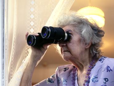 Retired lady snooping on neighbours