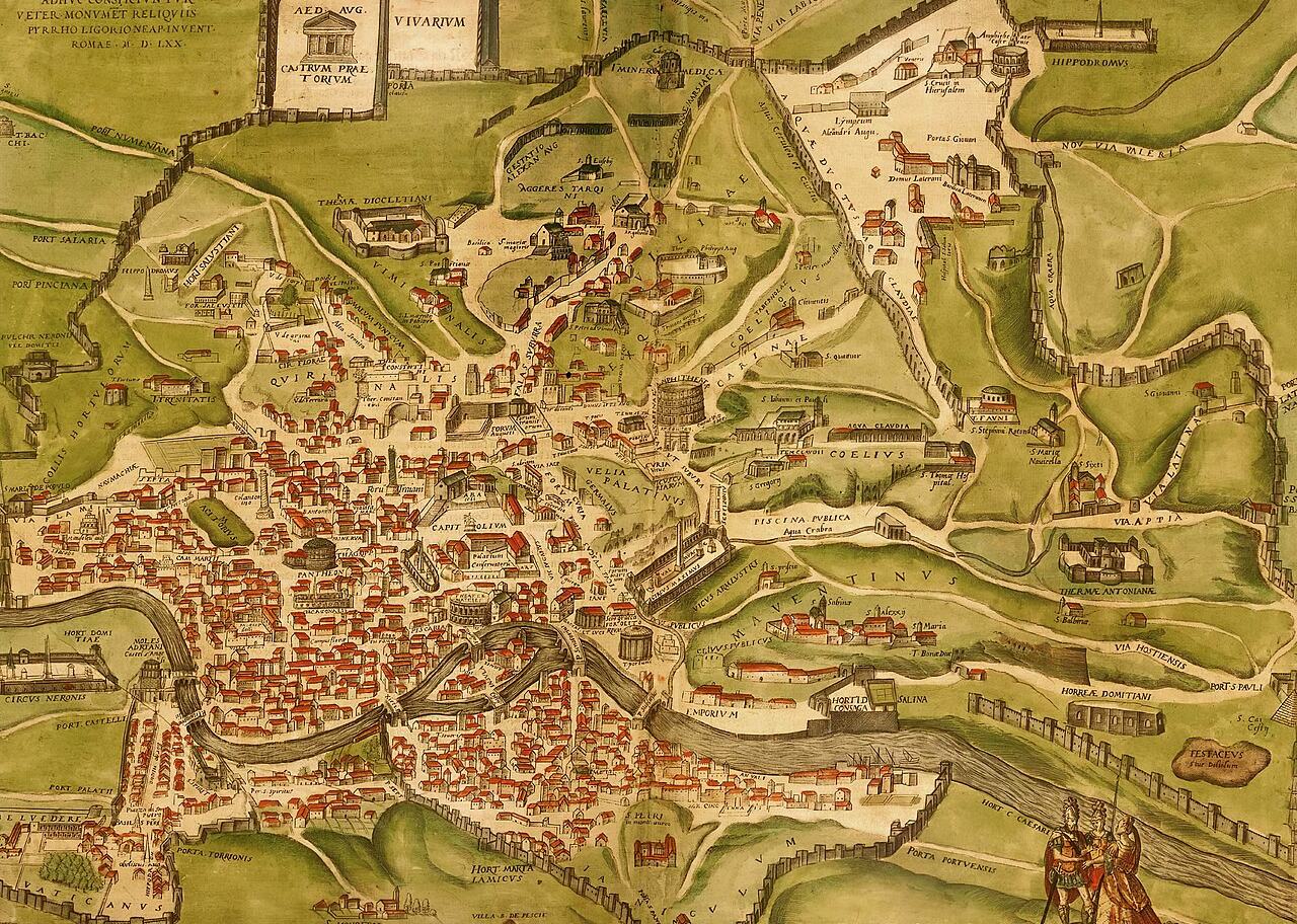 Az ókori Róma 1. századi történelmi térképe, amelyet 1570-ben adtak ki Olaszországban