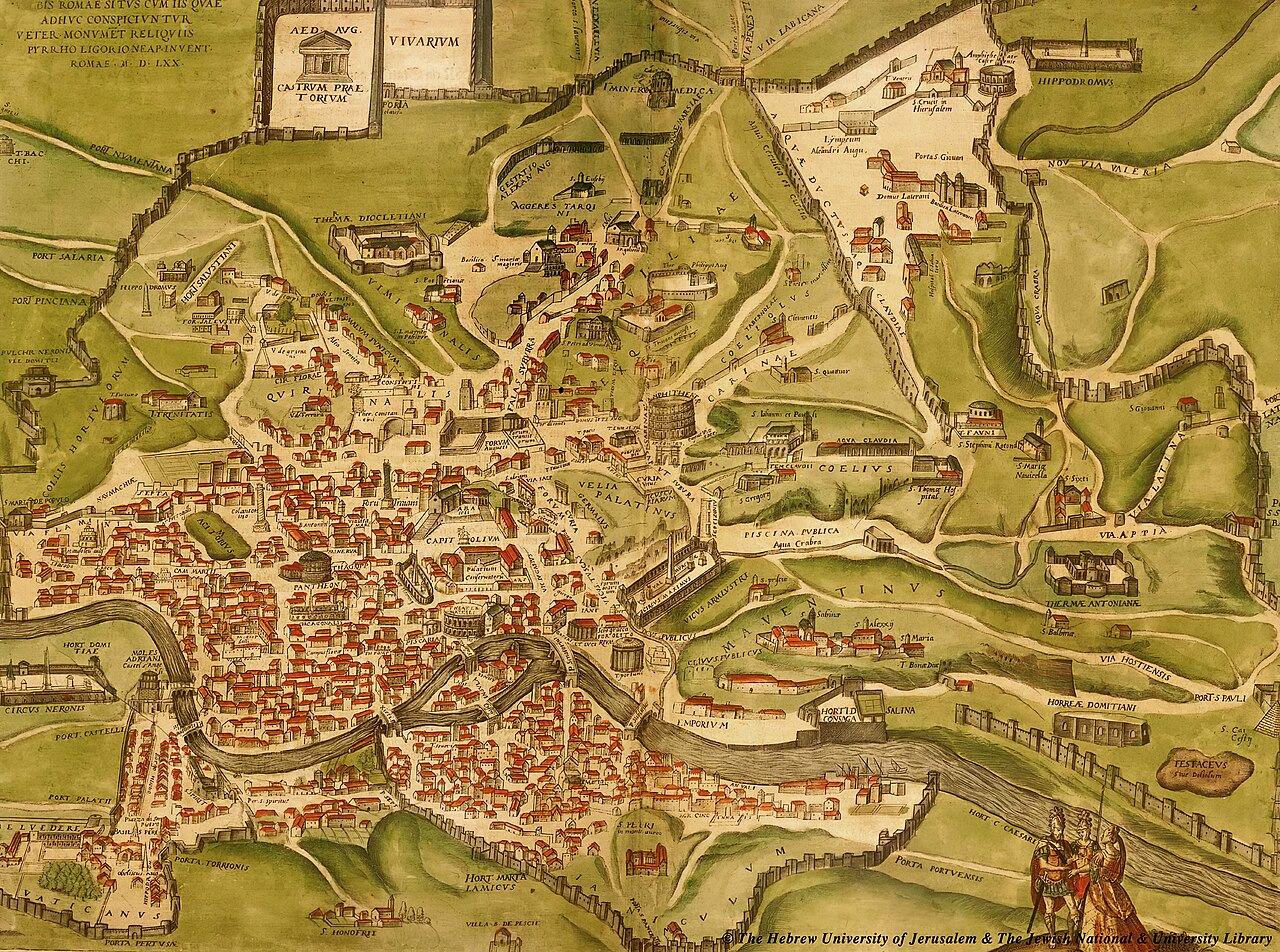 Az ókori Róma 1. századi történelmi térképe, amelyet 1570-ben adtak ki Olaszországban