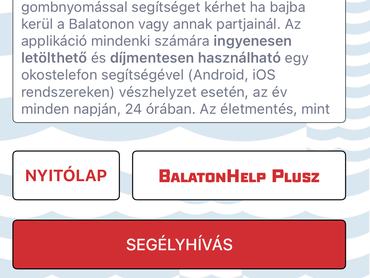 A BalatonHelp applikáció egy gombnyomással segítséget hív