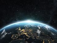 A Föld bolygó éjszaka az űrből nézve