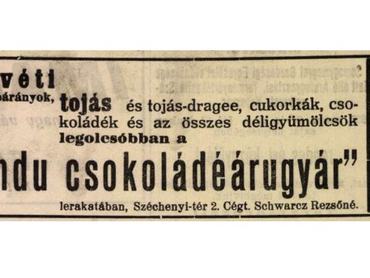 a Hindu csokoládégyár hirdetése 1937