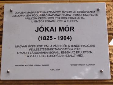 Jókai Mór emléktáblája a mai Rijekában