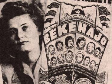 Karády Katalin a Békehajó című 1951-es revü plakátján