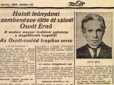 újságkivágás: osvát ernő haláláról szóló tudósítás Az Est 1929-es számában